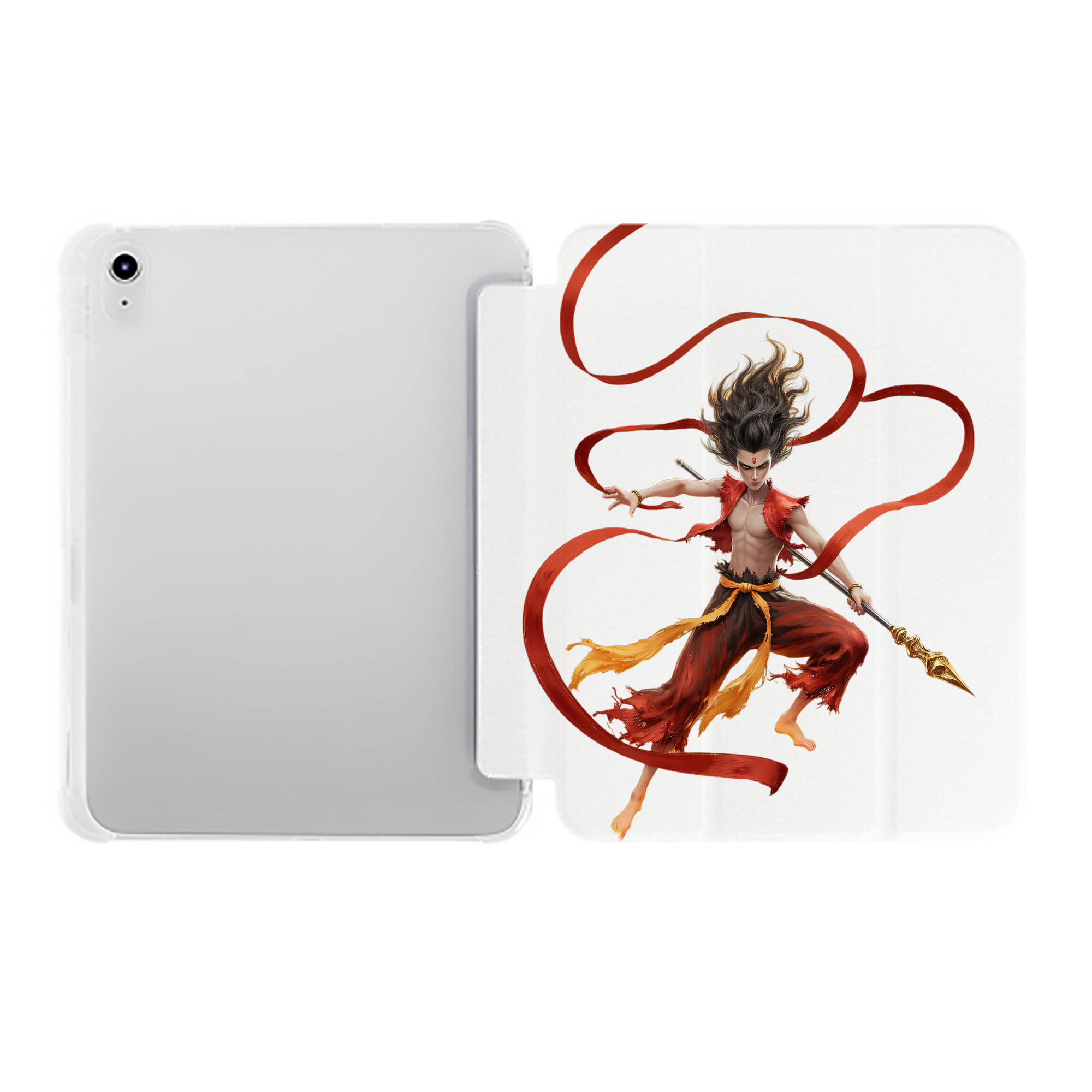 （画像用） Ne Zha 2 ナタ 魔童の大暴れ IPad ケース ペン収納付き 三つ折りスタンド PUレザー×シリコン 対応機種9.5/10.5/10.9インチ